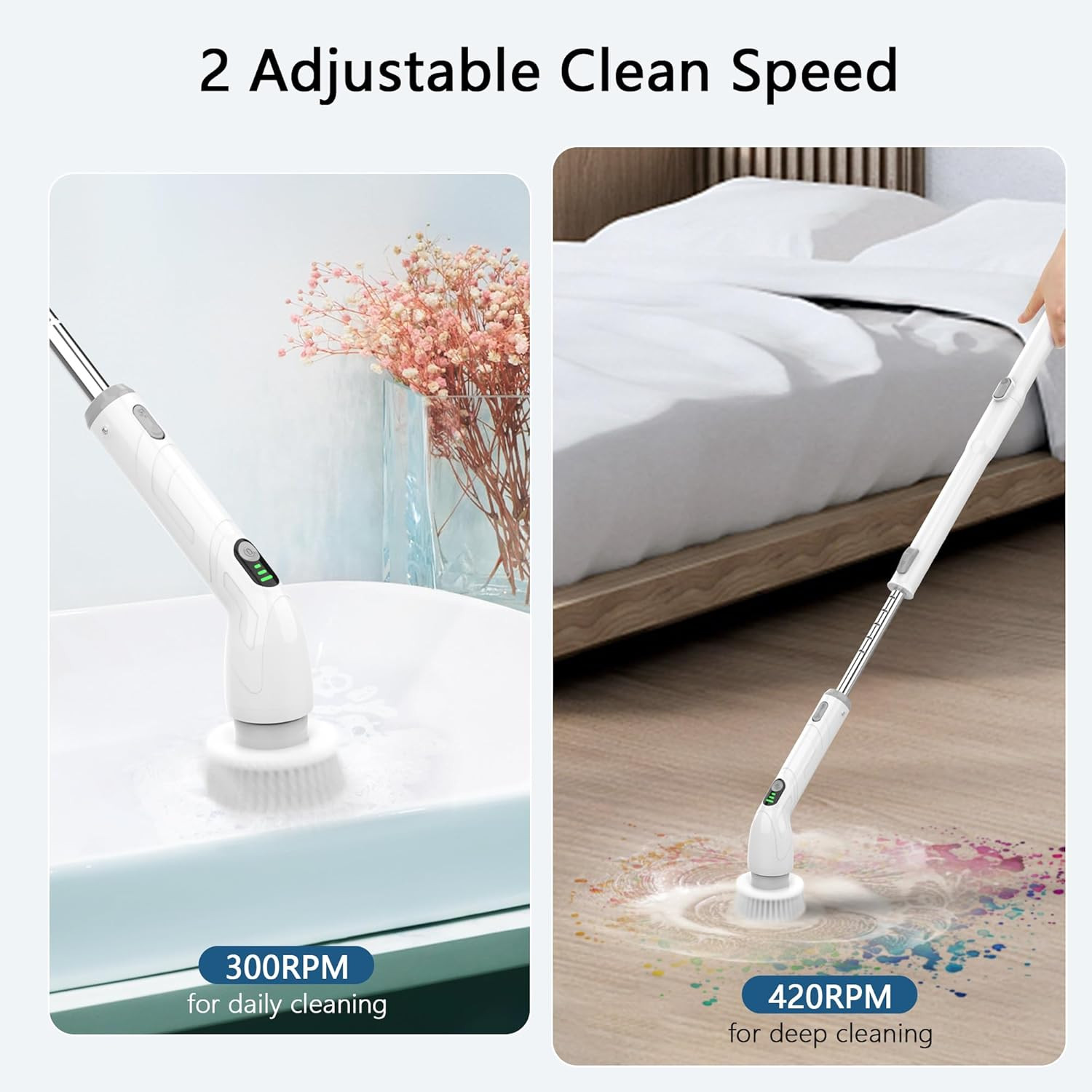 Electric Spin Scrubber, 2024 New Full-Body IPX7 Waterproof Cordless Bathroom Scr