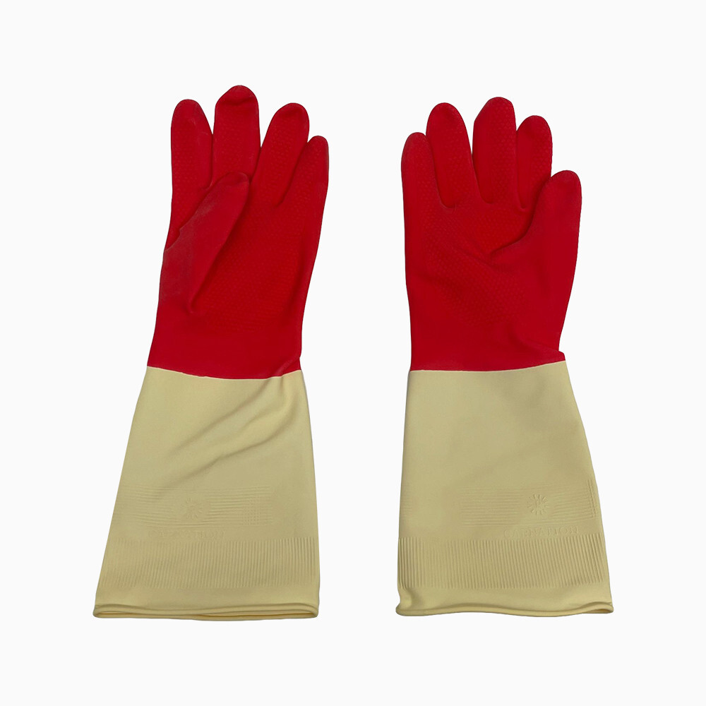 12” Long Size Medium Non-Slip Grip Latex Gloves Dish Washing Cleaning Gloves