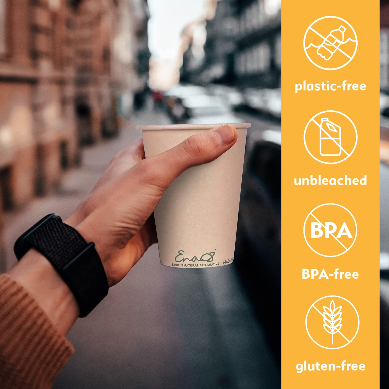 100% Compostable Disposable Coffee Cups [12oz 320 Pack] Paper Cups Made from