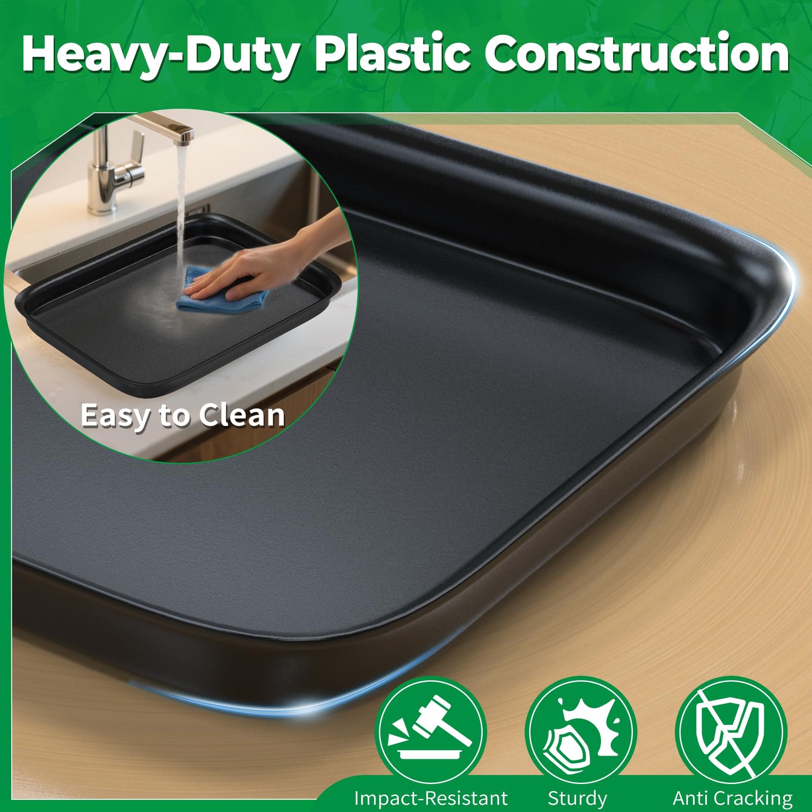 13x9x2 Inch Hard Plastic Dehumidifier Drip Tray Leak Proof Floor Pan Black