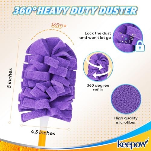 Reusable Duster Refills for Swiffer Hand Duster, 360° Heavy Duty Fleece, 4 Pack
