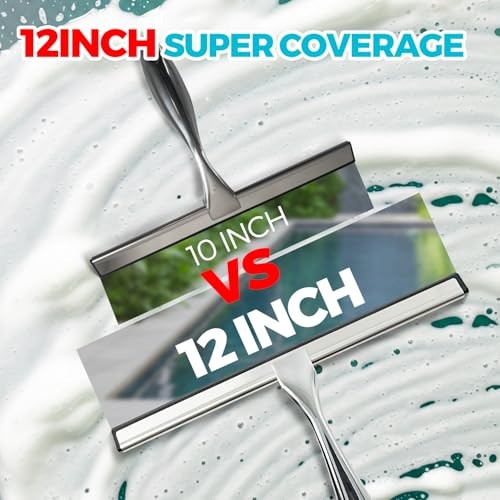 12 Inch All Purpose Shower Squeegee for Doors Tile Walls Bathroom Window Glass