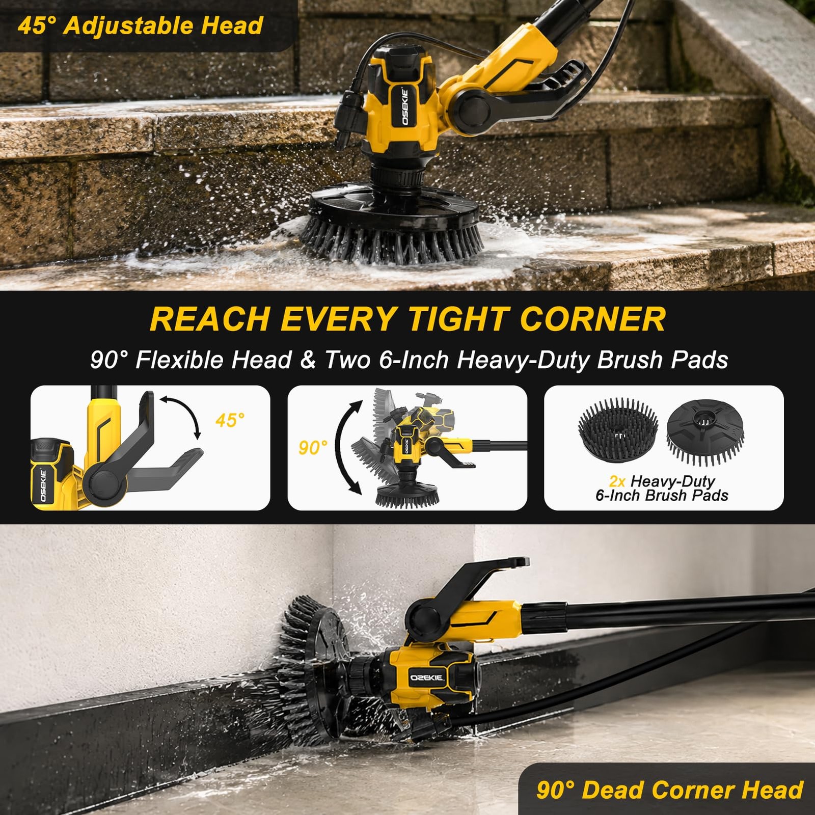 6″ Brushless Cordless Power Spin Scrubber with DeWalt 20V Max (Tool Only), 2-…