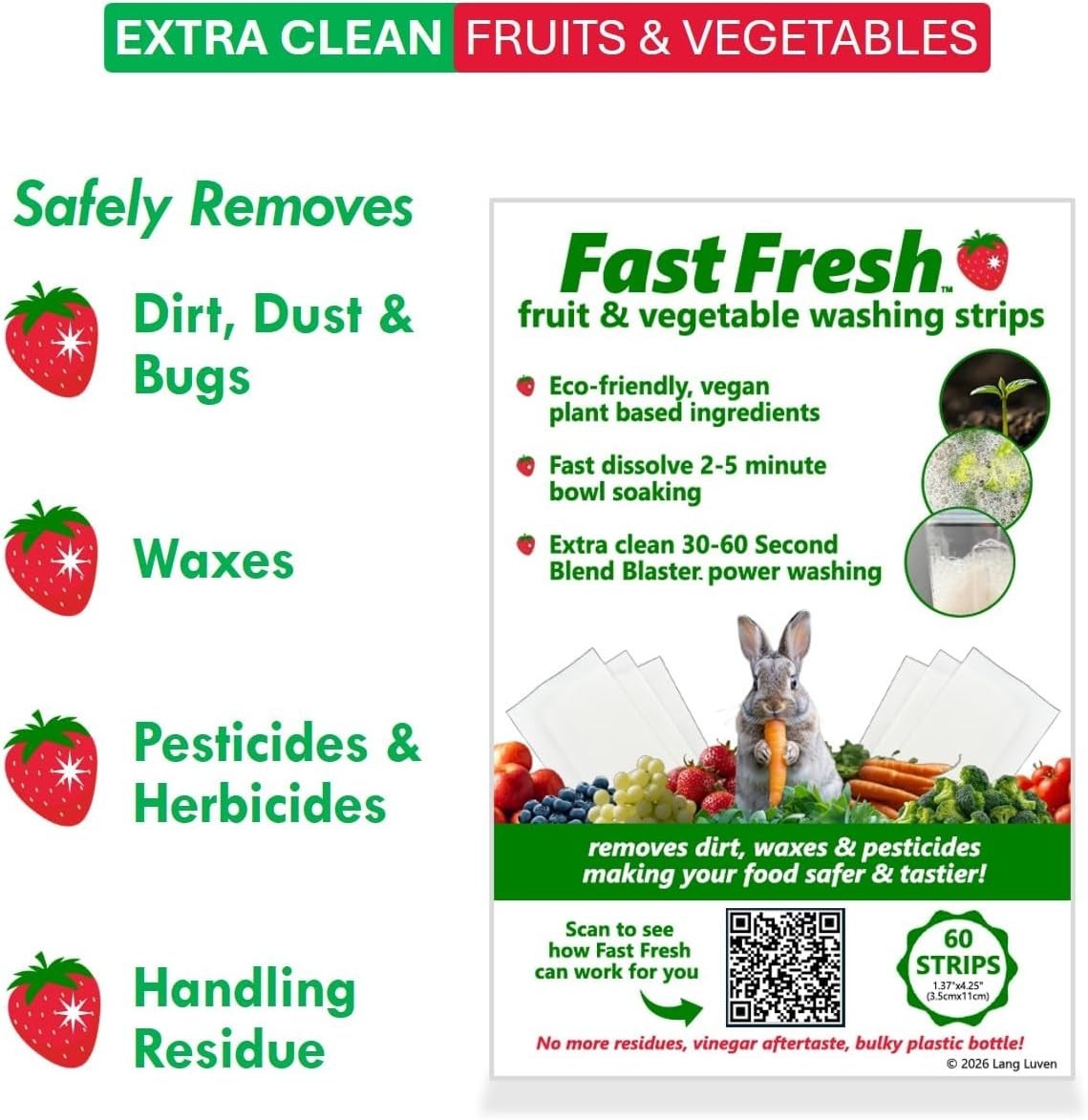 Fruit and Vegetable Wash Strips | Plant-Based, Food-Safe Produce Cleaner | Di…