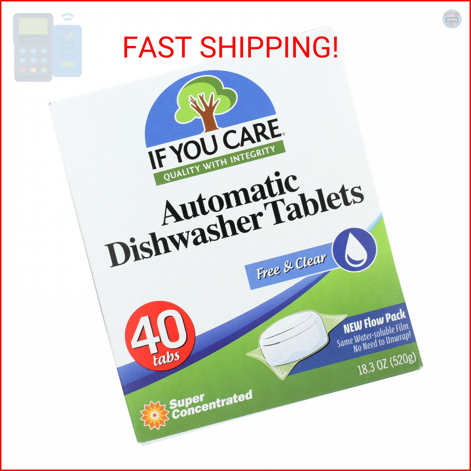 If You Care Dishwasher Tablets 40 Count – Powerful, Plant Based, Concentrated, B