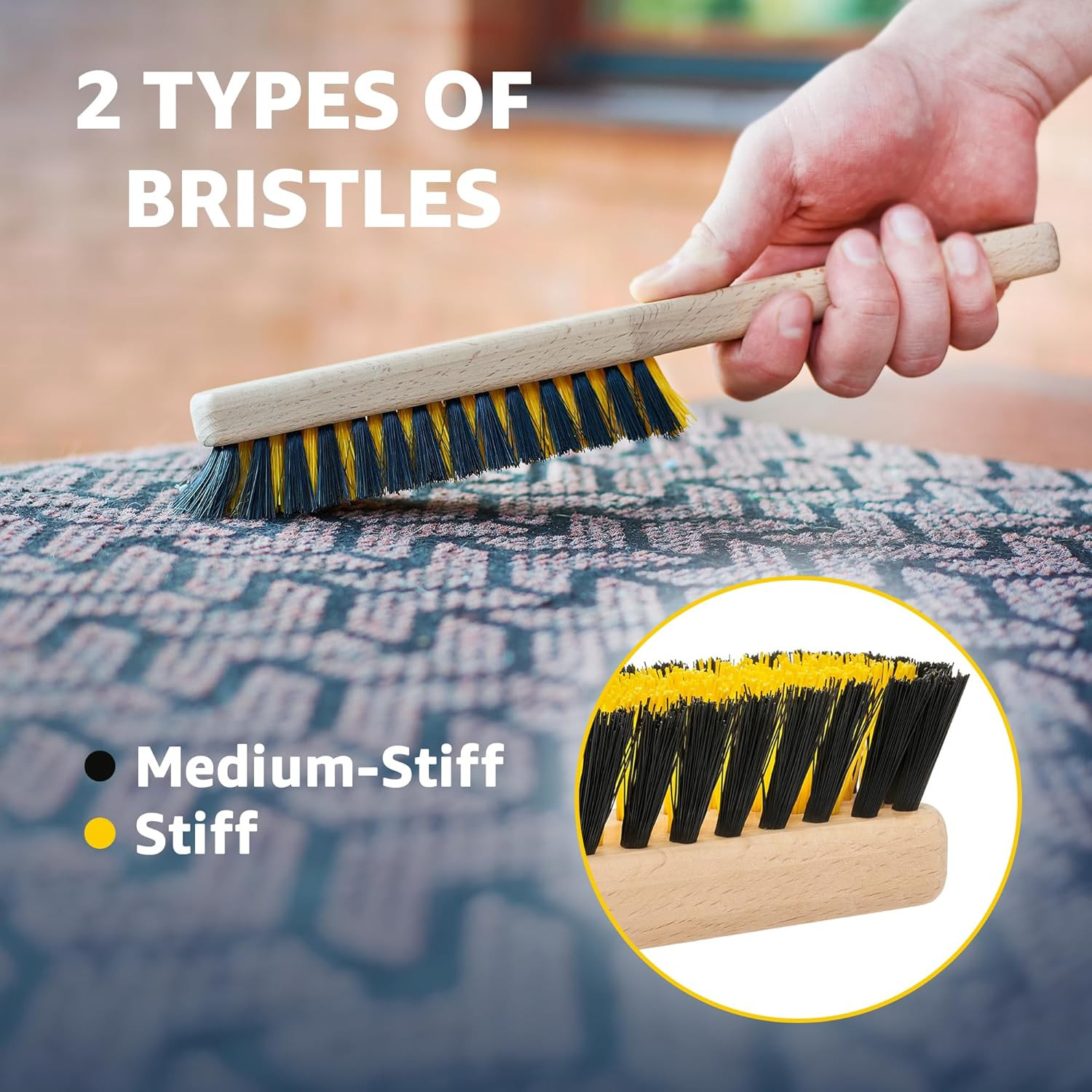 Carpet Cleaning Brush, Scrub Brush with Handle for Floor Mats, Rug Brush, Heavy