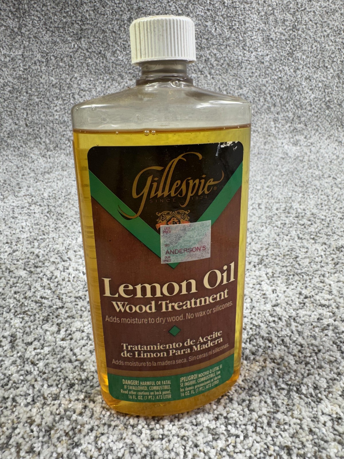 Vintage Gillespie Lemon Oil Wood Treatment 16 Fl Oz Furniture Made In USA Polish
