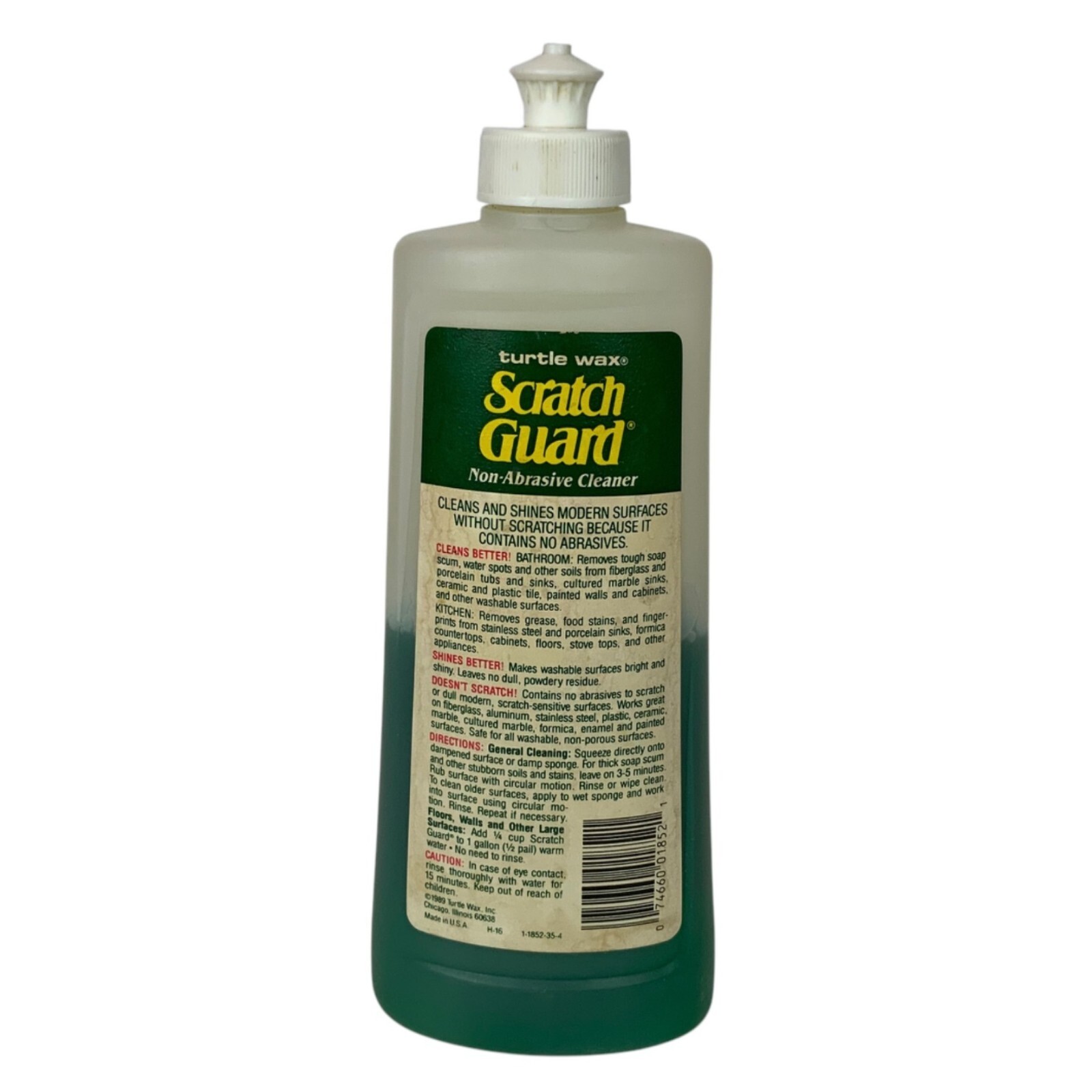 Turtle Wax Scratch Guard Non-Abrasive Cleaner 16 Fl Oz Bottle 1990 USED 50% FULL