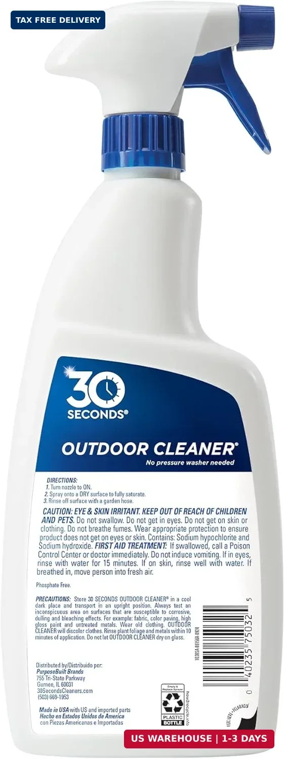 30 SECONDS Outdoor Mold & Mildew Stain Remover Spray | Ready To Use | 32 fl. oz.
