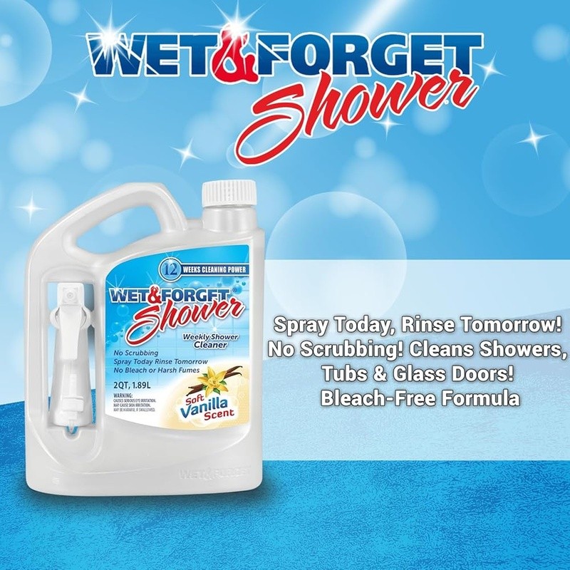 Shower Cleaner Liquid Tile Glass Grout Bathtub Natural Vanilla Scent 64 Fl Oz US