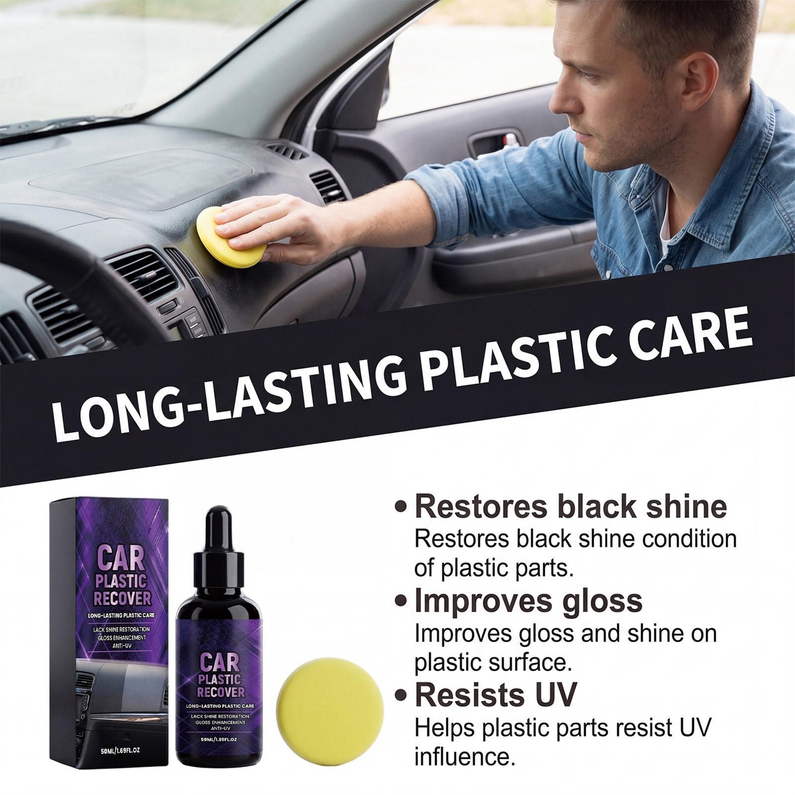 Vehicle Interior Cleaner 50ml Deep Cleaning Long Lasting Car Trim