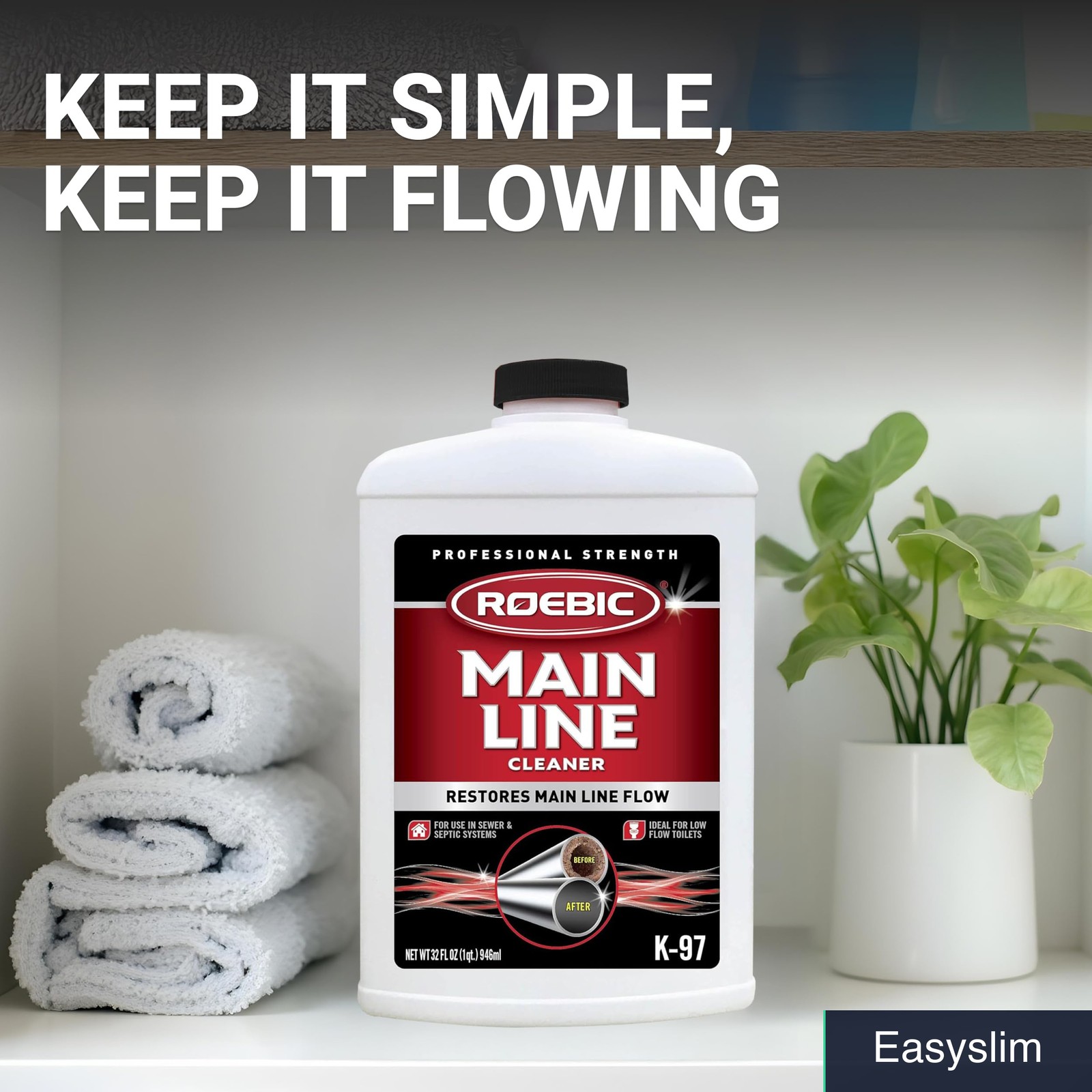 Sewer Main Line Drain Cleaner Liquid 32 oz Bacteria Enzymes Safe