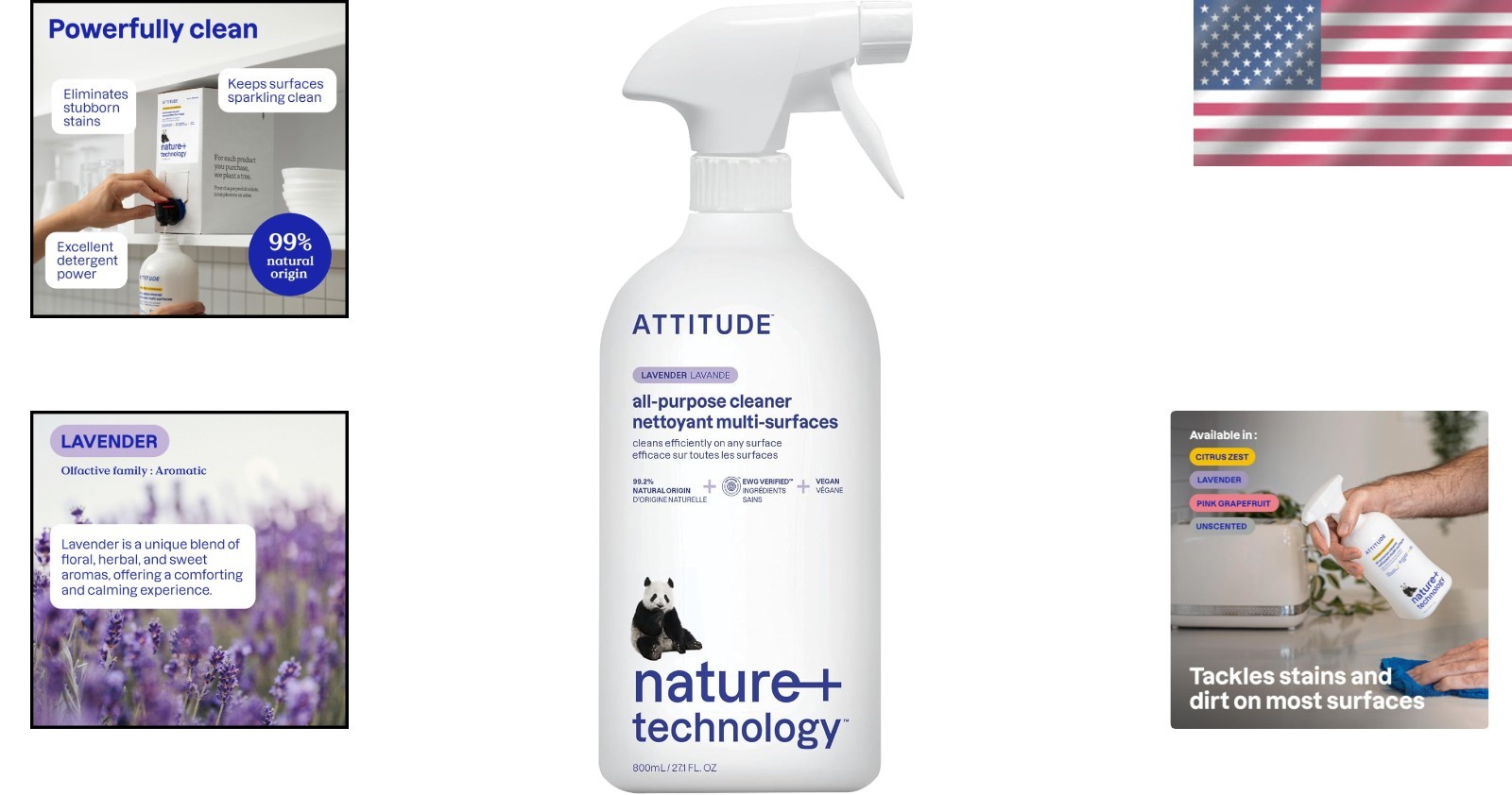 EWG Verified Lavender All-Purpose Cleaner Spray – 27.1 Fl Oz Eco-Friendly
