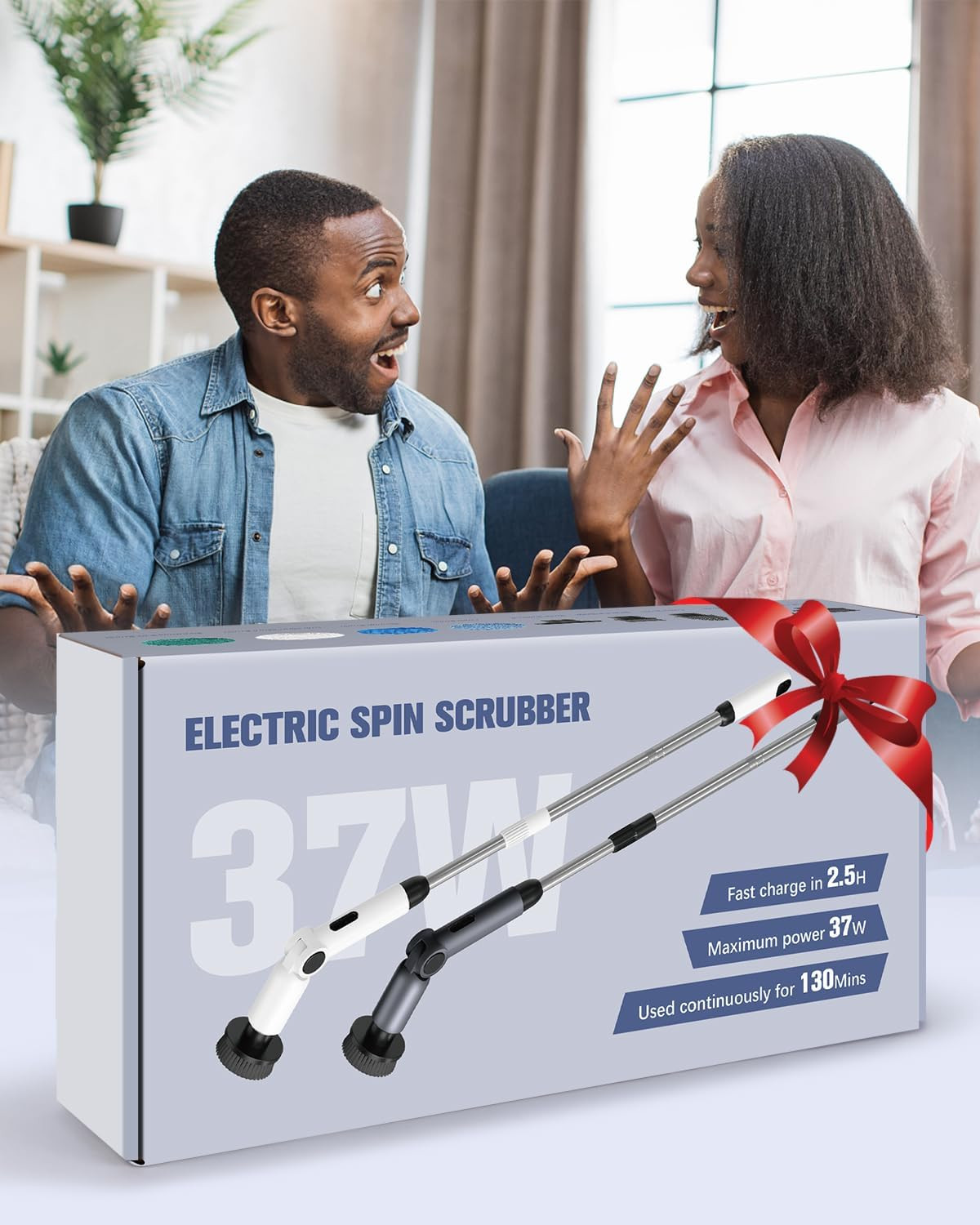Electric Spin Scrubber, [IPX8 Waterproof ] [50KG Torque] Shower Scrubber with 9