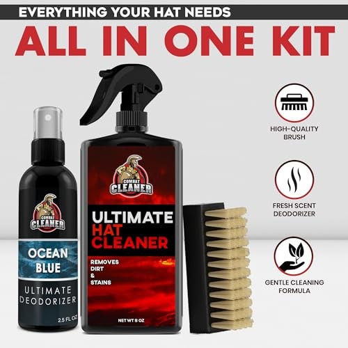Combat Cleaner Ultimate Hat Cleaning Kit for All Types 3 Piece Set, Black Red