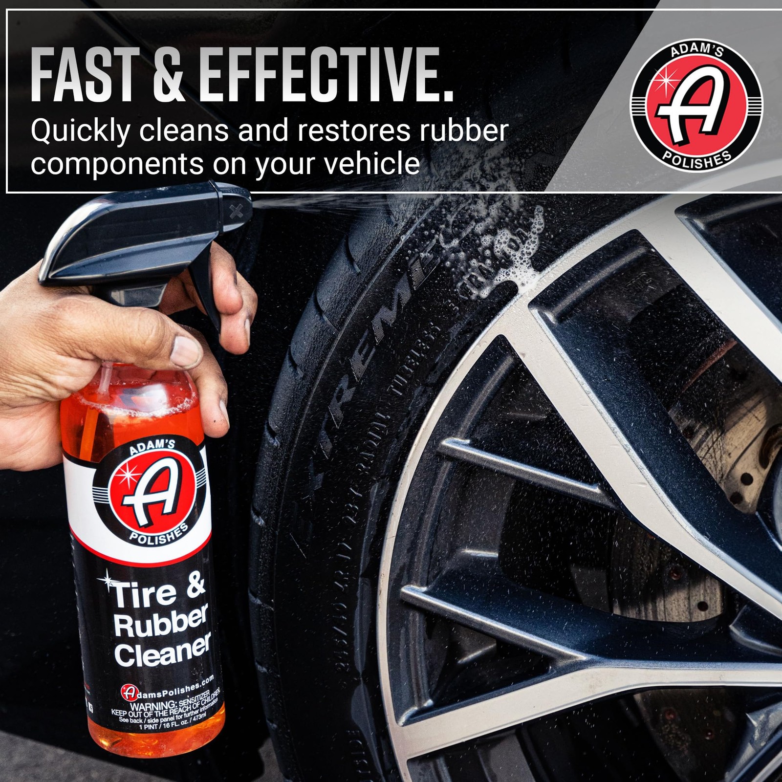 Adams Tire & Rubber Cleaner (16 oz) – Removes Discoloration From Tires Quickly