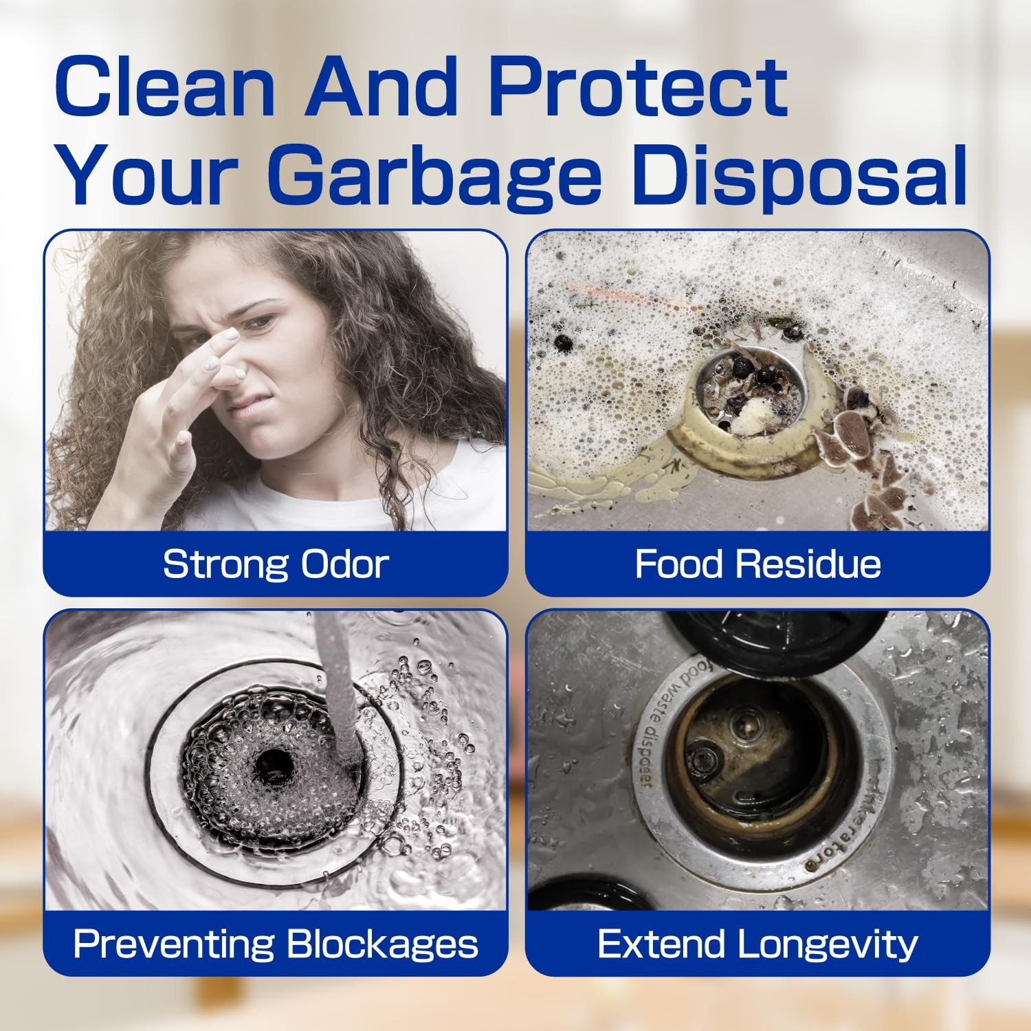 Household Garbage Disposal Cleaners Fresh Lemon Scent Sink Deodorizer 12 Tabs