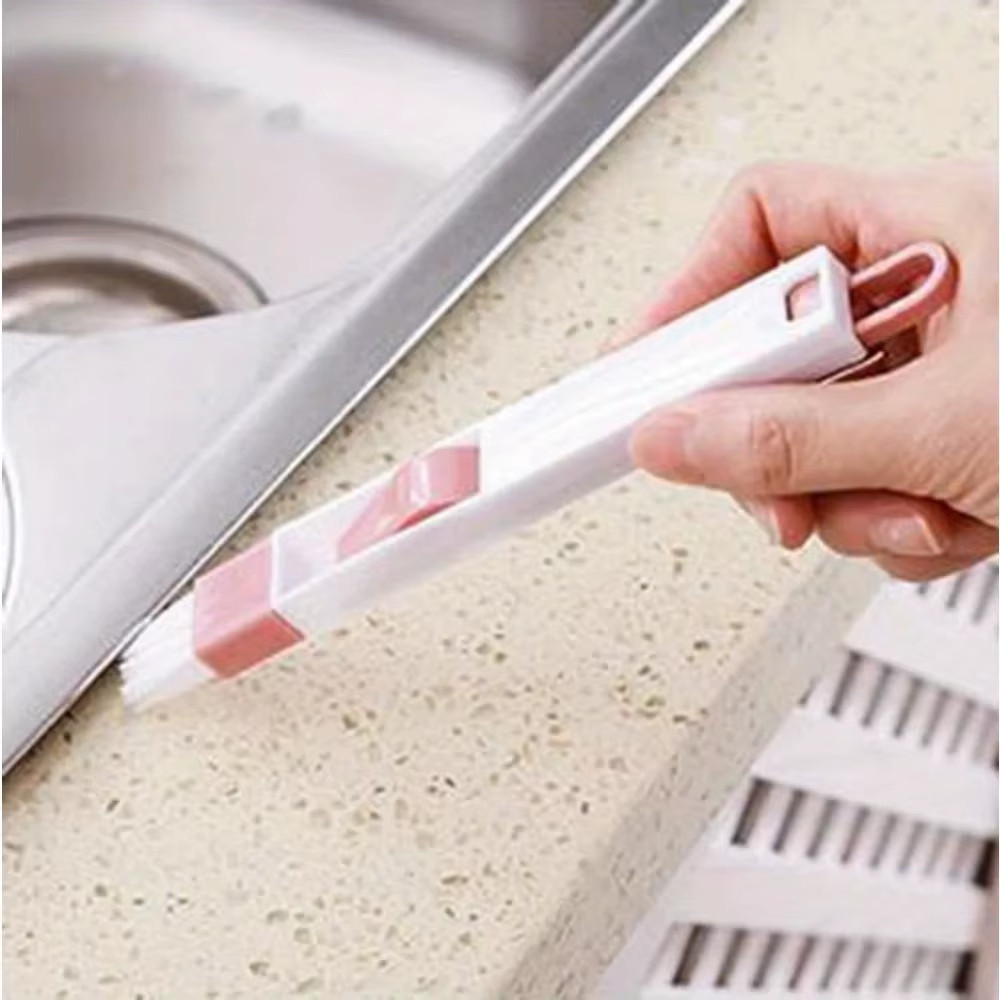 Multi-Purpose Door Window Groove Cleaning Brush with Dustpan for Kitchen and Bat