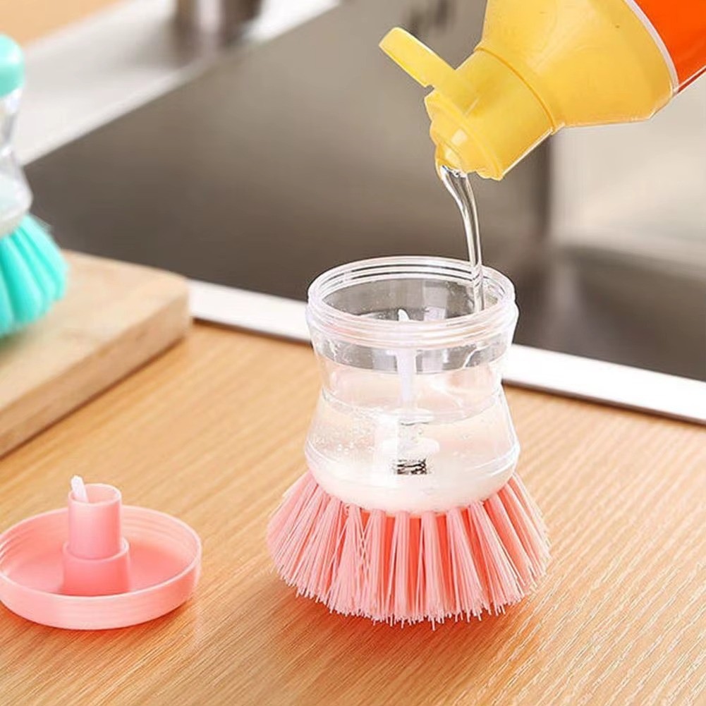 2-in-1 Kitchen Cleaning Brush Pot Dish Brush With Washing Up Liquid Dispenser US