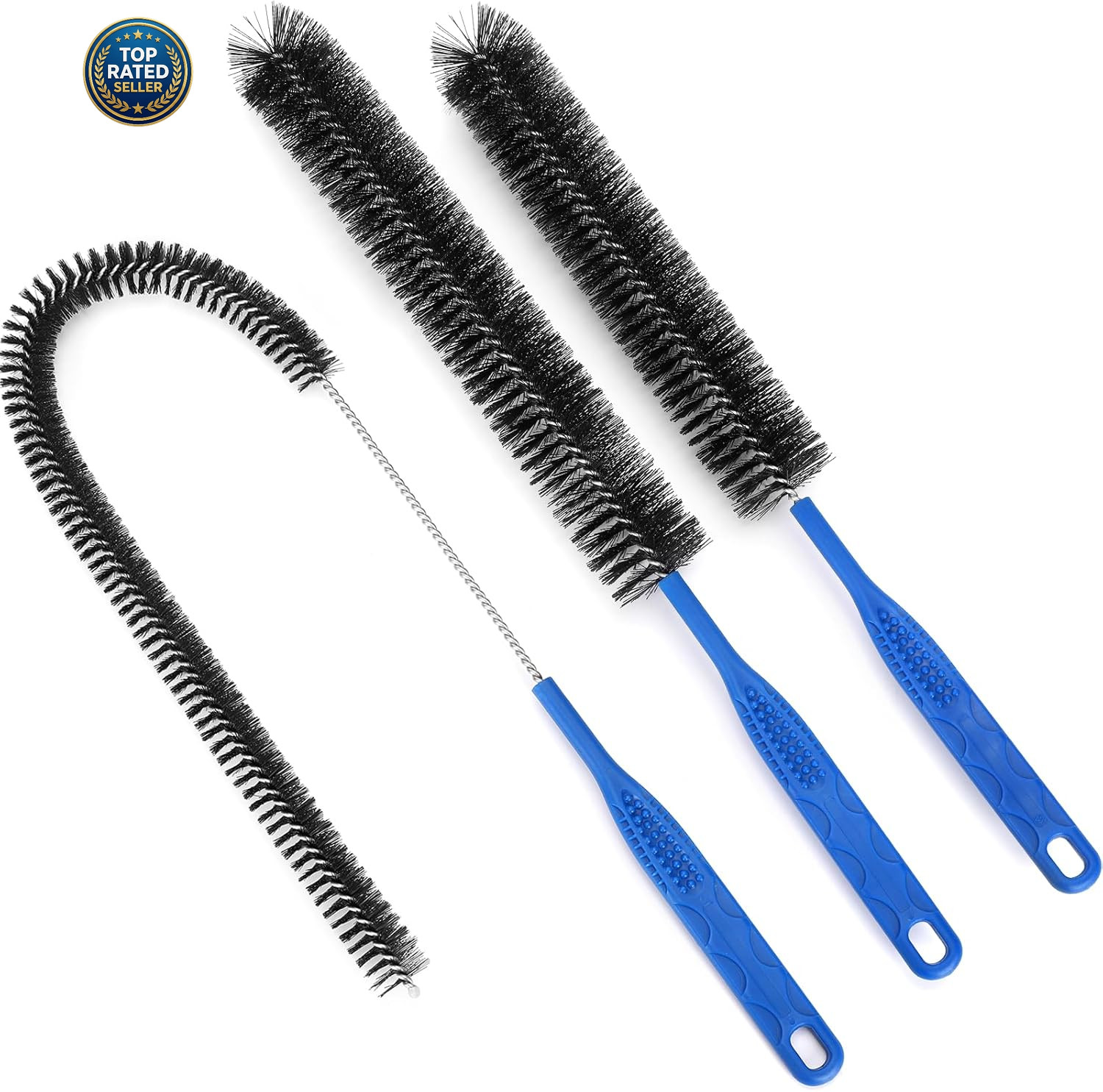 3PCS Drain Brush Set with Refrigerator Coil Cleaning Brush, Multi-Use Drain Clea