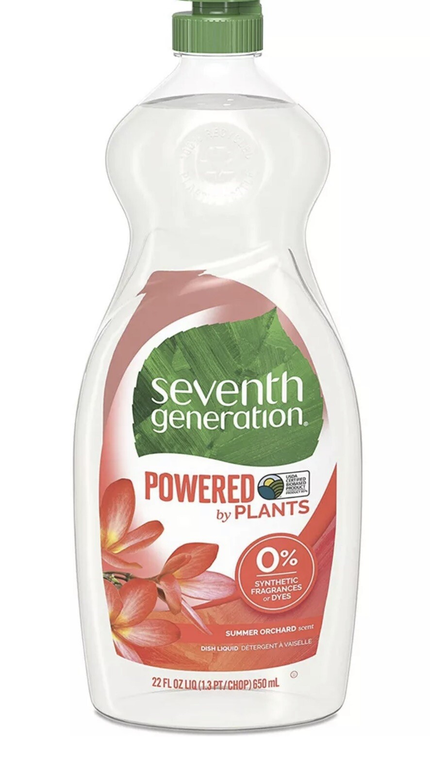 Seventh Generation SUMMER ORCHARD SCENT Dish Soap Powered By Plants 3 x 19fl.oz