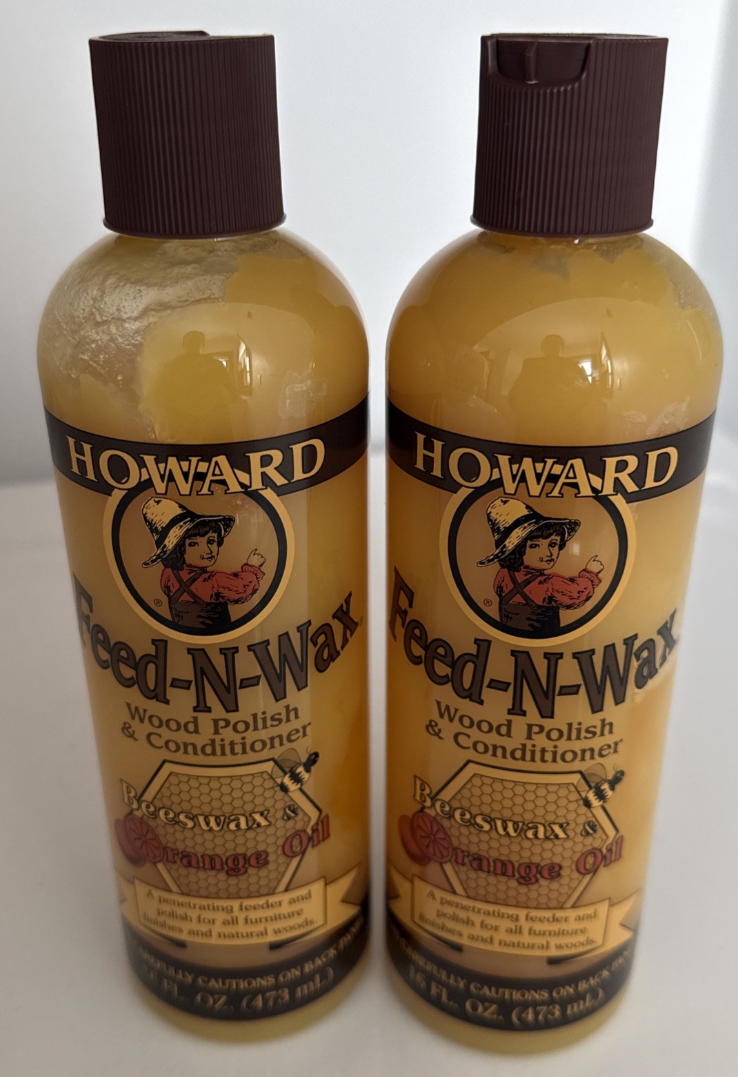 Howard Products FW0016 Wood Polish & Conditioner, 16 oz, Orange LOT OF 2