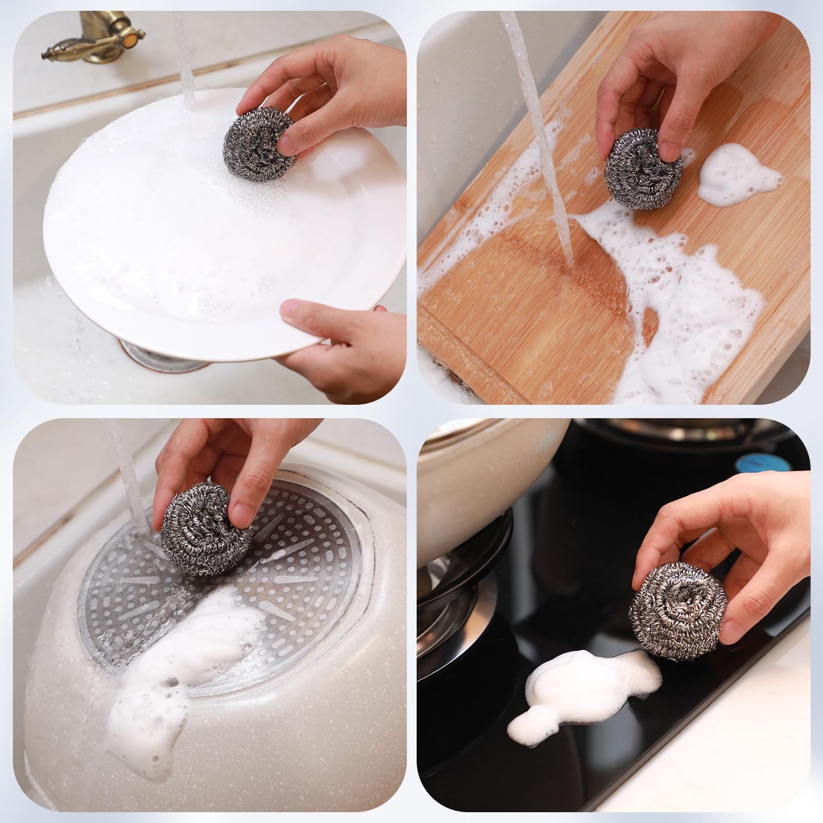 300 Pcs Stainless Steel Wool Scrubber Bulk Steel Wool Sponges Pack Metal Dish…