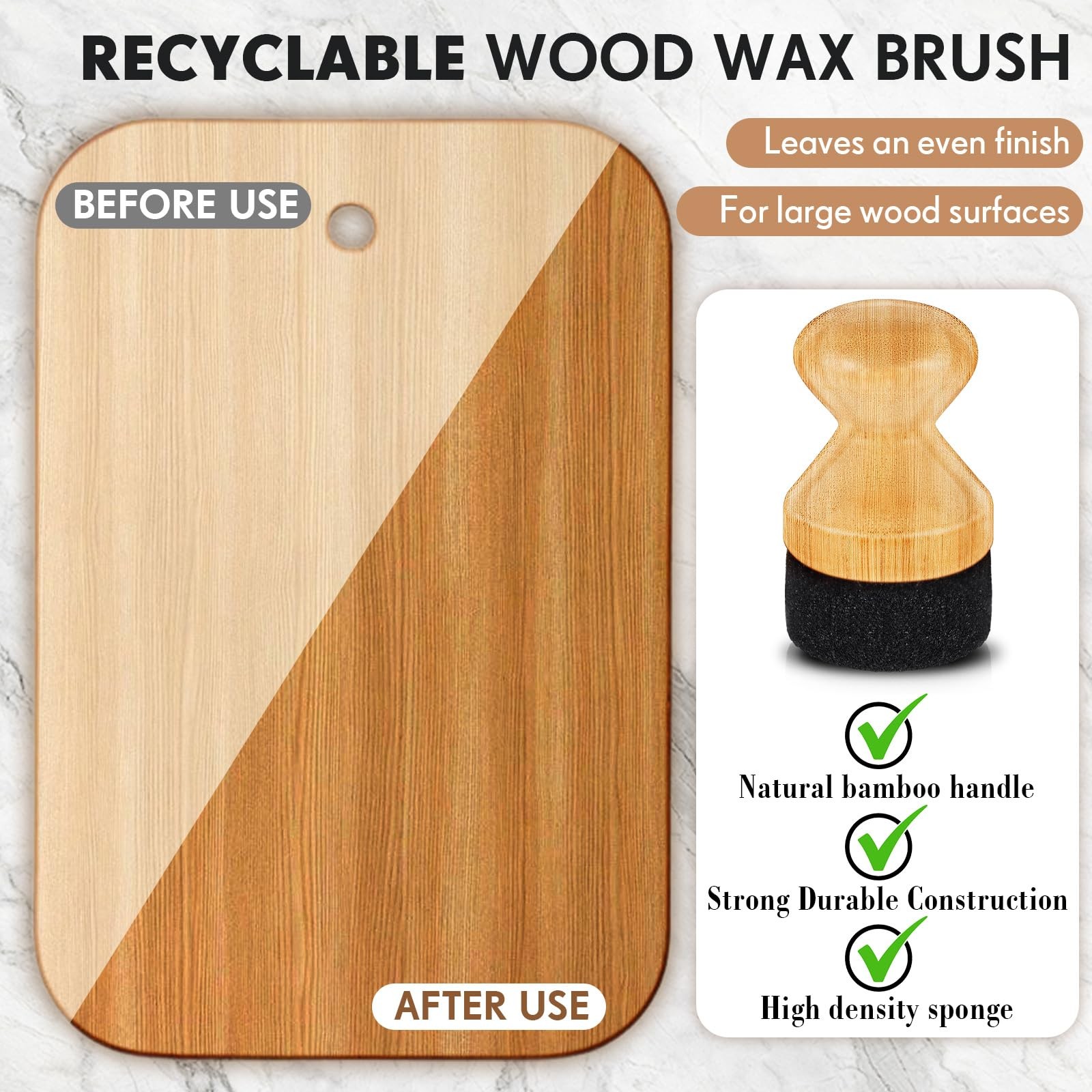 2 Pcs Cutting Board Oil Applicator Set Bamboo Wax Applicator with Sisal Fiber…