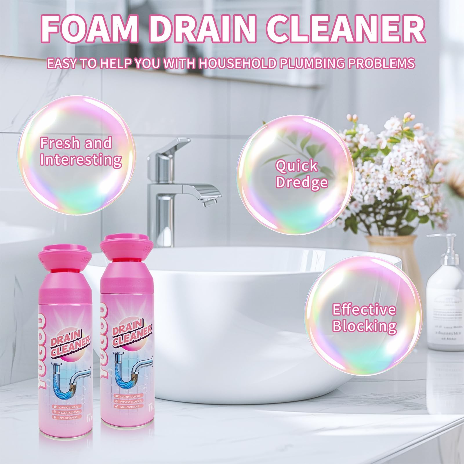 Foaming Drain Cleaner, Sink Cleaner and Deodorizer, Drain Clog for Kitchen Si…
