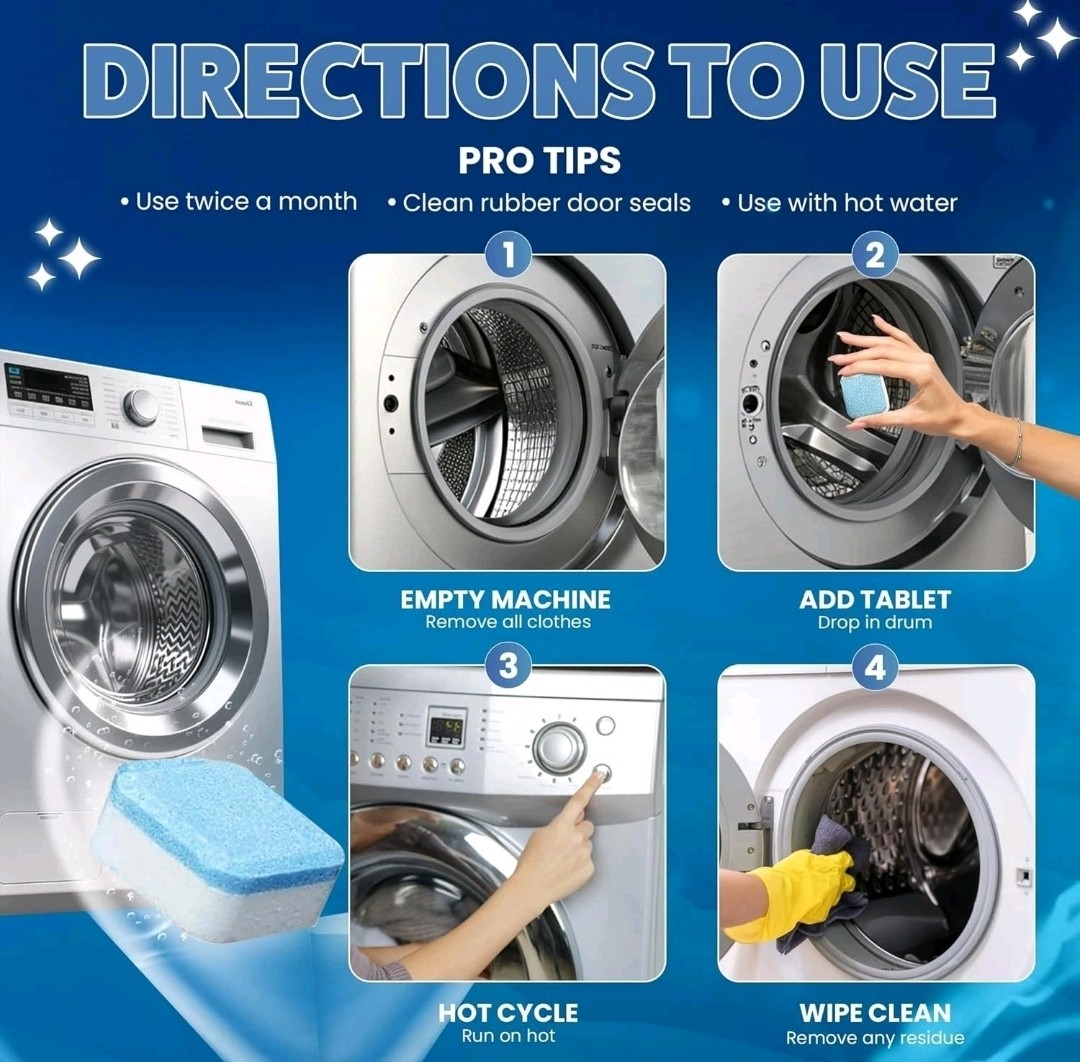 Washing Machine Cleaner Descaler Tablets 12 Pack (1 Year Supply) – Deep Cle