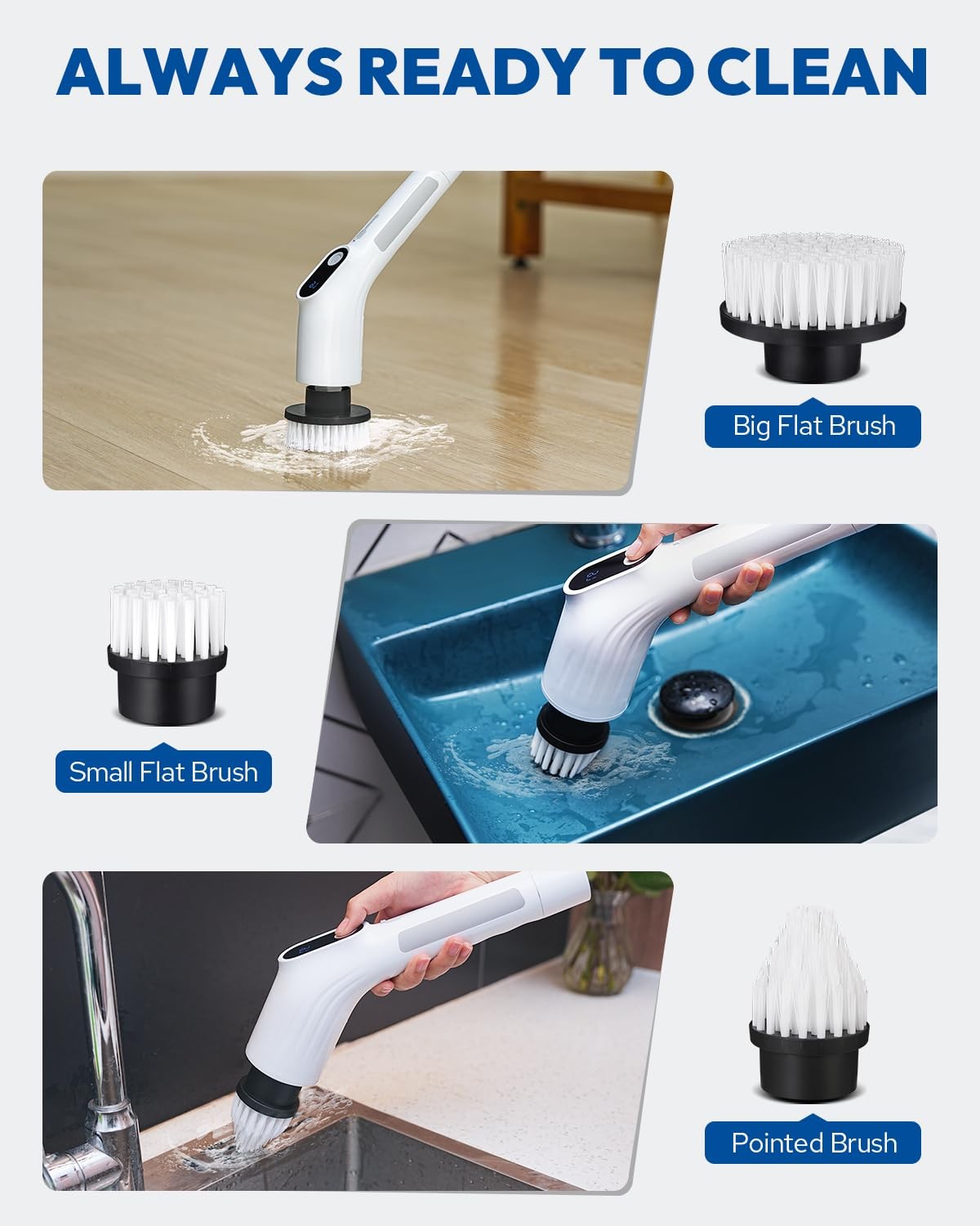 Electric Spin Scrubber for Cleaning – Upgraded Cordless Cleaning Brush Scrubb…