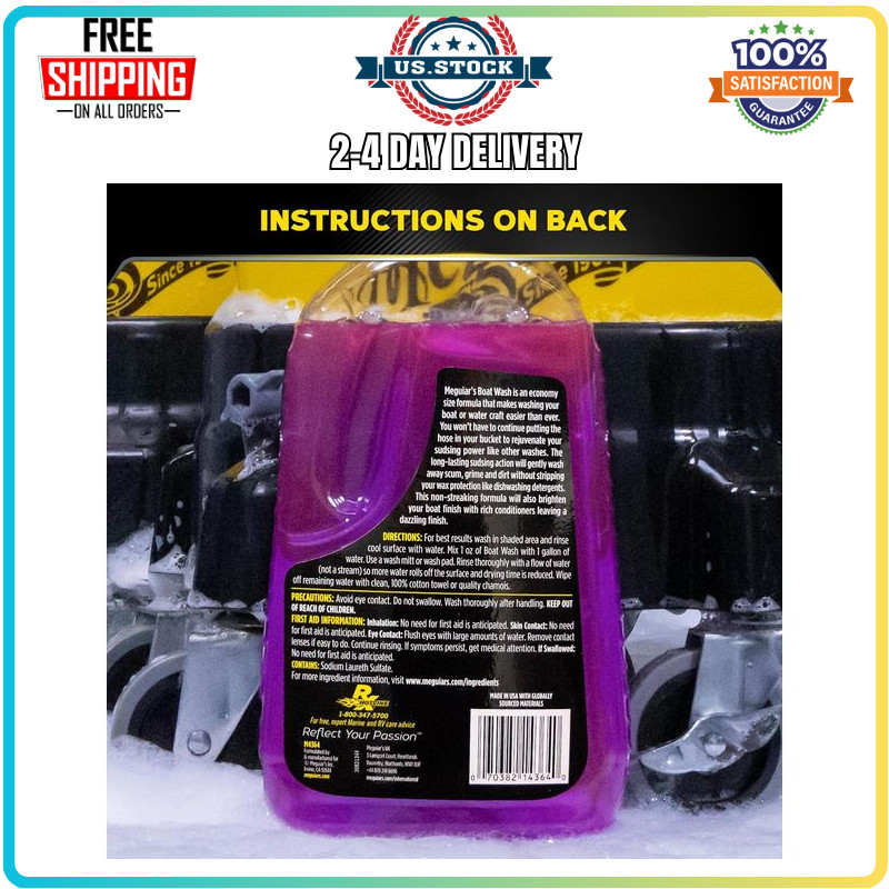 Meguiar’s M43 Boat RV Wash 64oz pH Balanced Fiberglass Gel Coat Cleaner