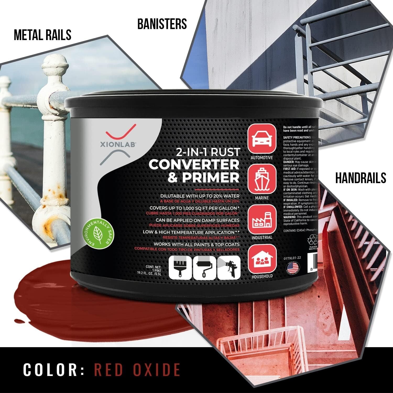 2in1 Rust Converter & Metal Primer Covers Up to 4X Industrial Grade Water Based