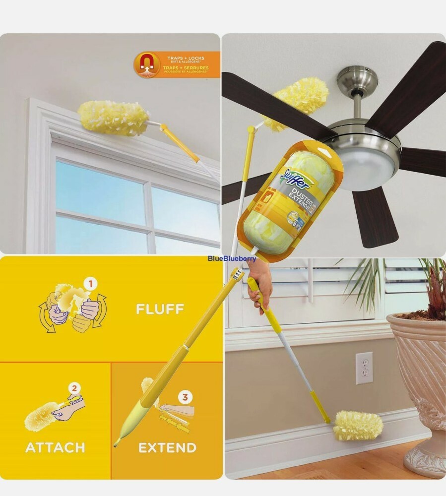 SWIFFER Dusters 3ft 7pc Combo: 1 Handle with 3 360° refills & 3 hand duster kits