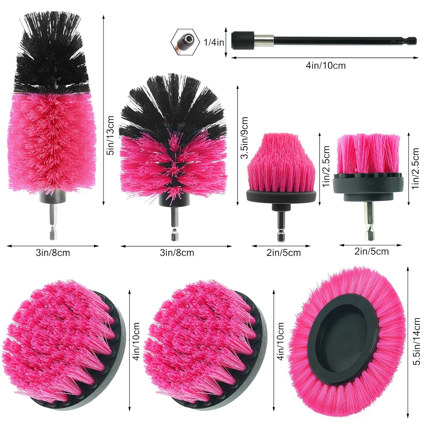 8 Pcs Drill Brush Attachment Set, Power Cleaning Scrub Brush Kit with Extend Lon