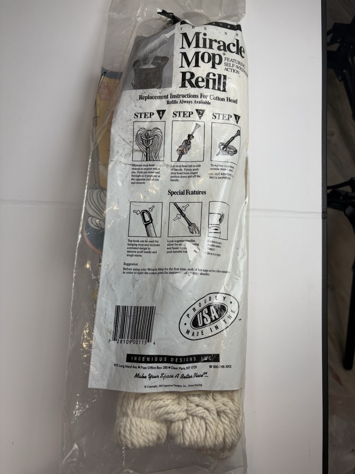 Miracle Mop Refill Replacement Head As Seen On TV Wrings Out Ingenious USA