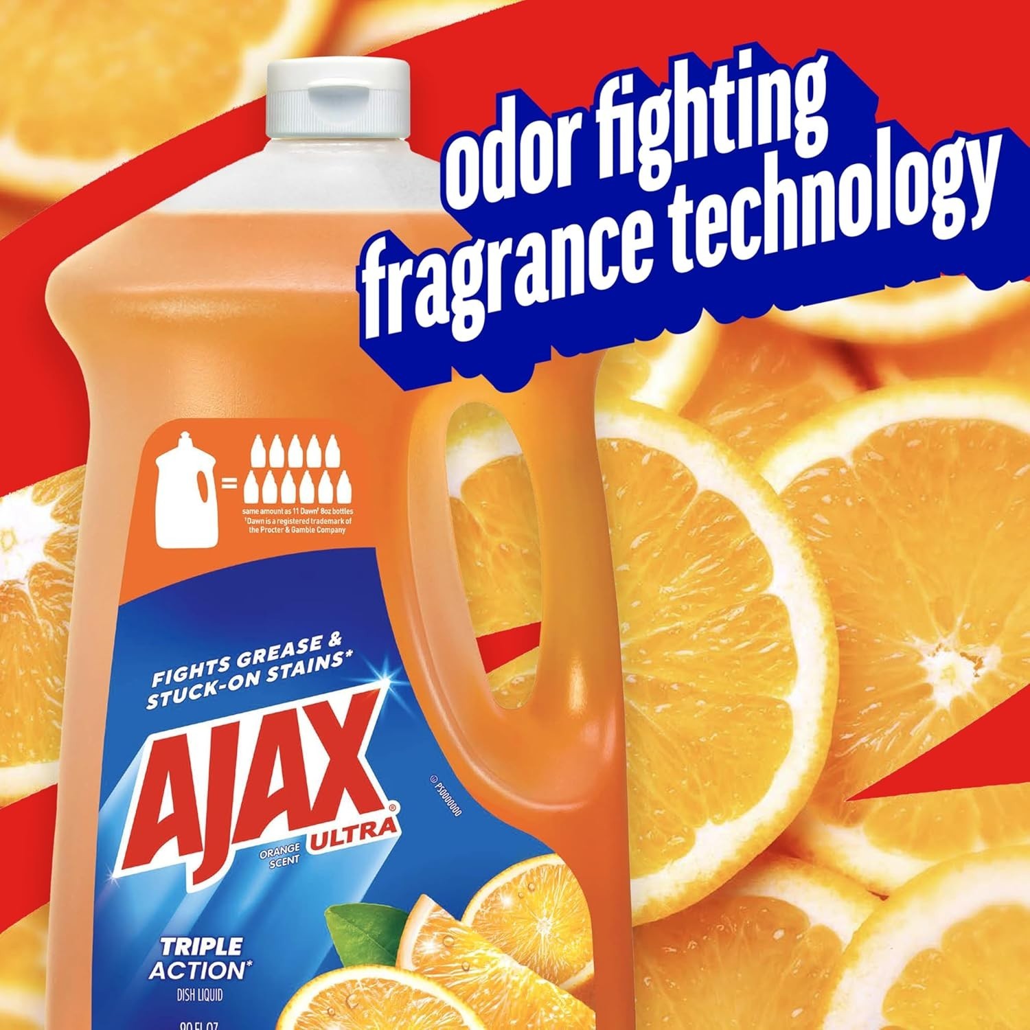 Ultra Liquid Dish Soap Orange Scent, Triple Action, 90 fl oz Bottle