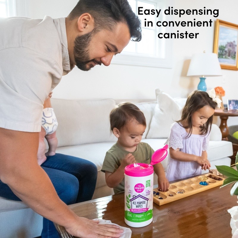 Baby All-Purpose Cleaning Wipes Plant-Based Lavender 75 Count Safe Gentle New