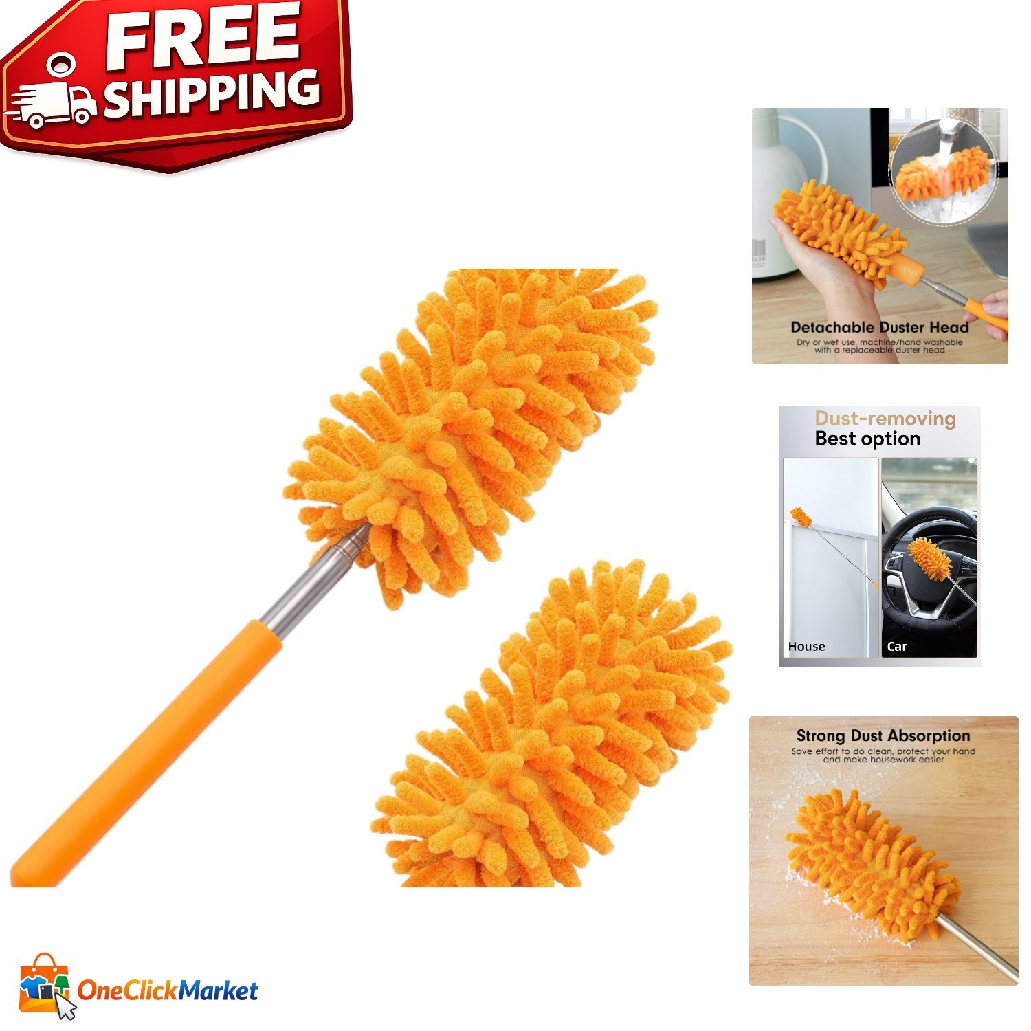 Versatile Extendable Microfiber Duster Kit – Ideal for Home & Car Cleaning