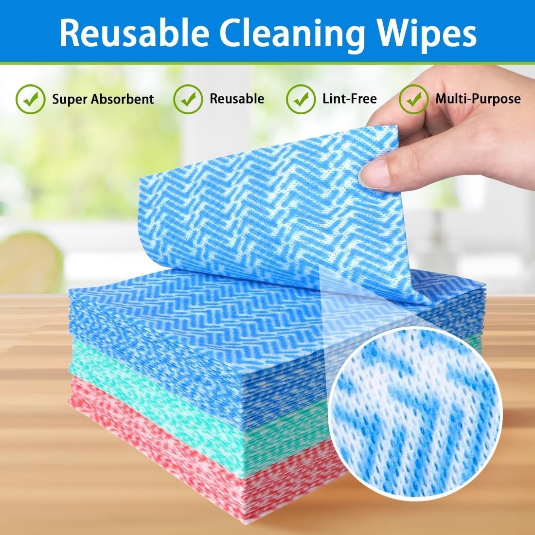 Eco-Friendly 50 Pack Cleaning Wipes – 12 Inch Reusable Towels for All Surfaces