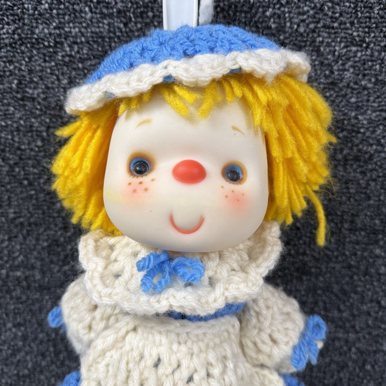 Vintage Feather Duster Handy Dandy Texas Feathers Crochet Doll Cover Blue