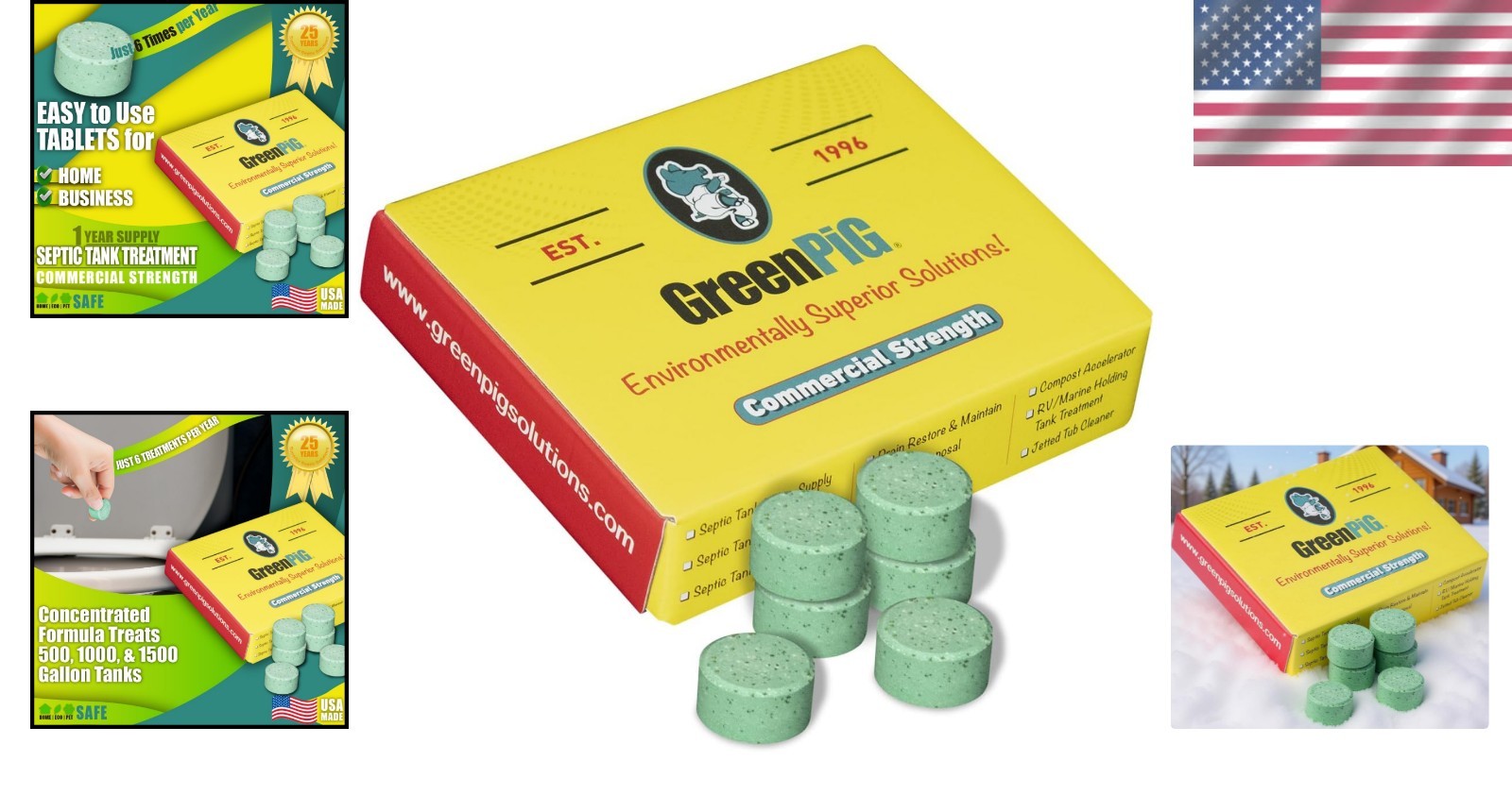 Enzyme & Bacteria Septic Tank Treatment Pucks – 1- Supply of 6