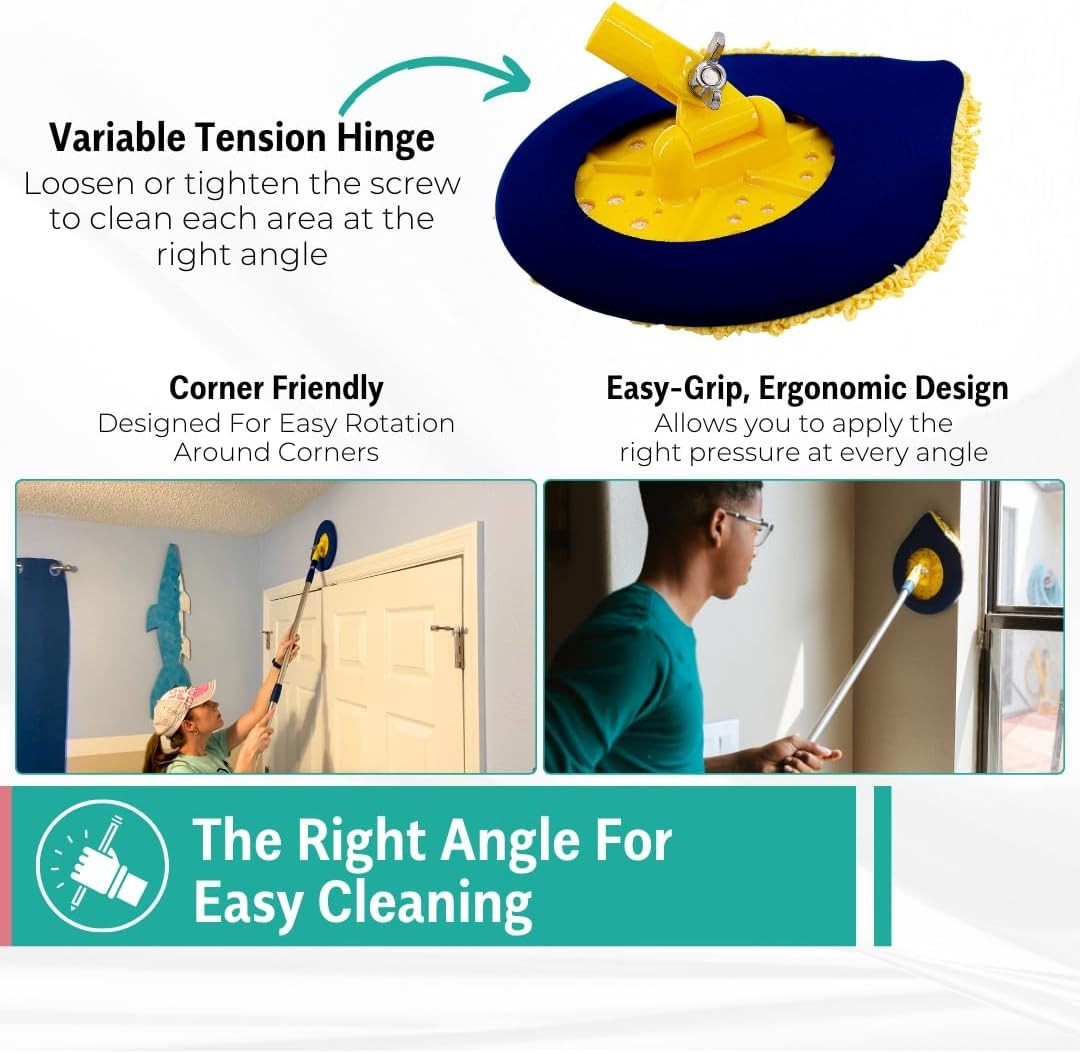 Effortless Cleaning with CHOMP Extendable Wall Washer – Reusable Microfiber Pad