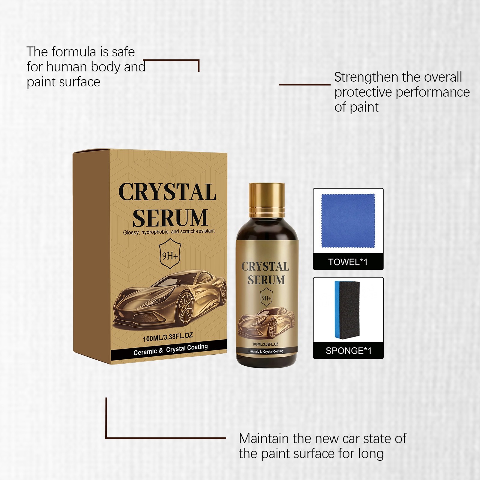 100ML PTZ Crystal Serum, Advanced 9H Graphene Ceramic Coating for Auto Car 1PC