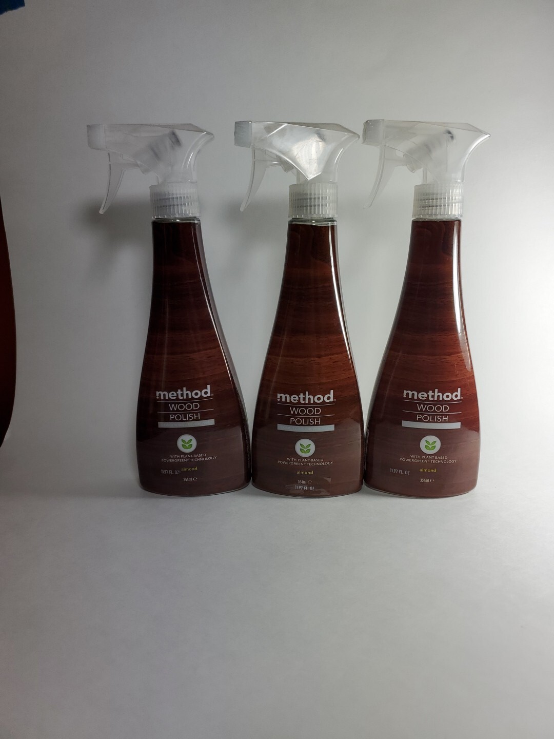 3X Method Wood Polish Almond Scent Plant Based Leaves Streak-Free Shine 11.97 oz