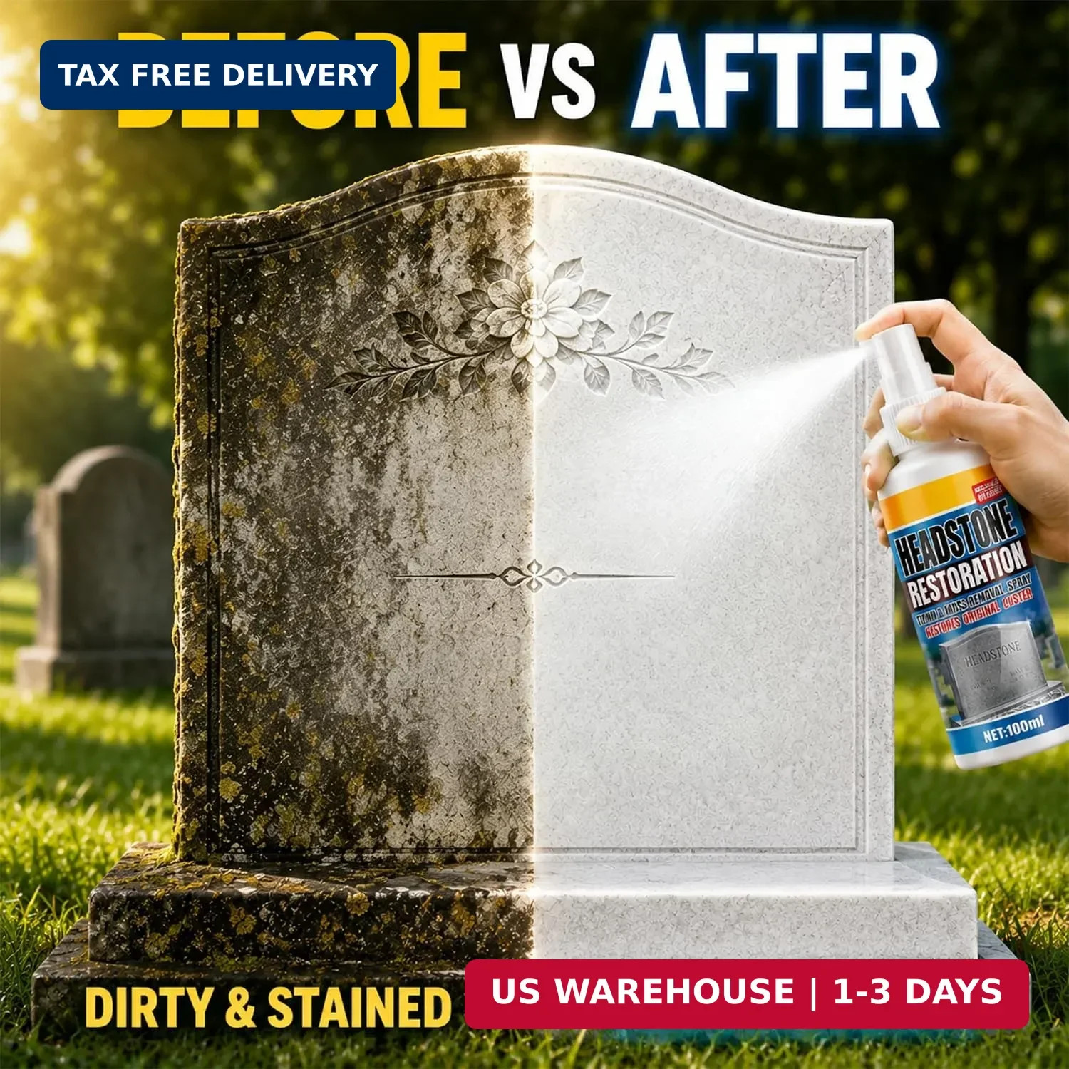 Headstone Restoration & Cleaning Spray,Tombstone & Monument Cleaning Spray,for G