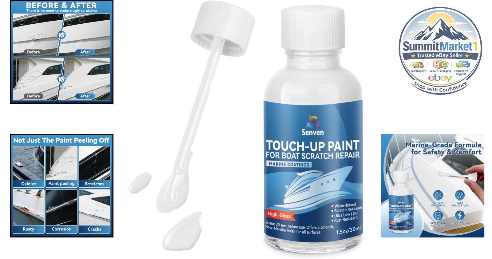 Boat Paint Touch Up Pen High-Gloss Scratch Repair Enamel 30ml