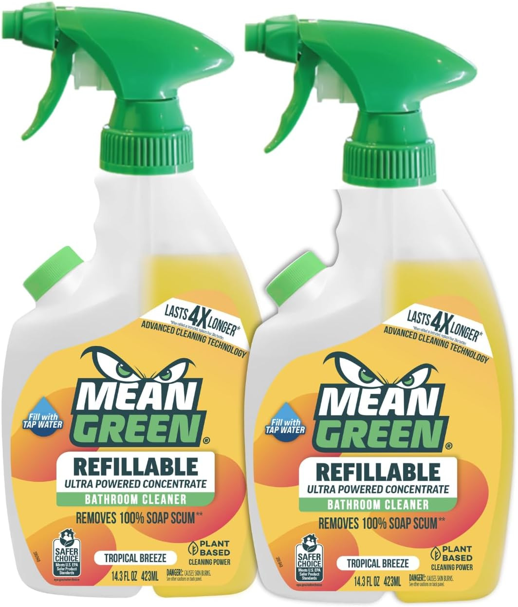 Refillable Ultra Powered Bathroom Cleaner Concentrate, Tropical Breeze, 14.3 Fl