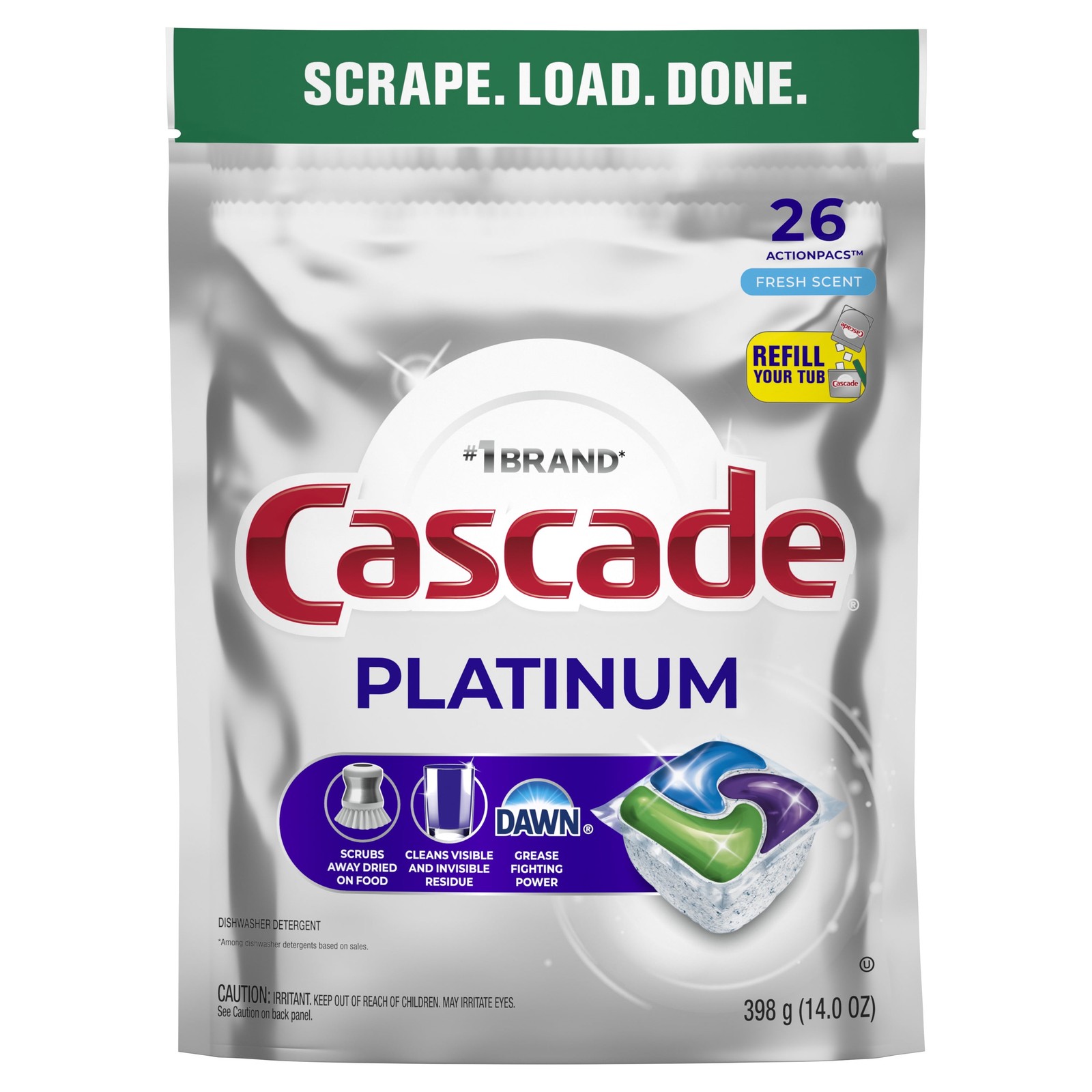 Platinum Dishwasher Pods, Dishwasher Detergent Soap Tabs, Fresh, 26 Cou