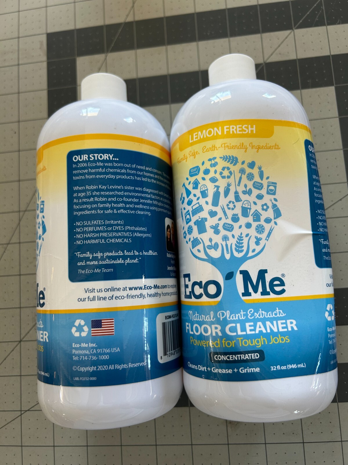 2-pack lot Eco-Me 32oz Floor Cleaner Lemon Fresh Natural Plant Based concentrate